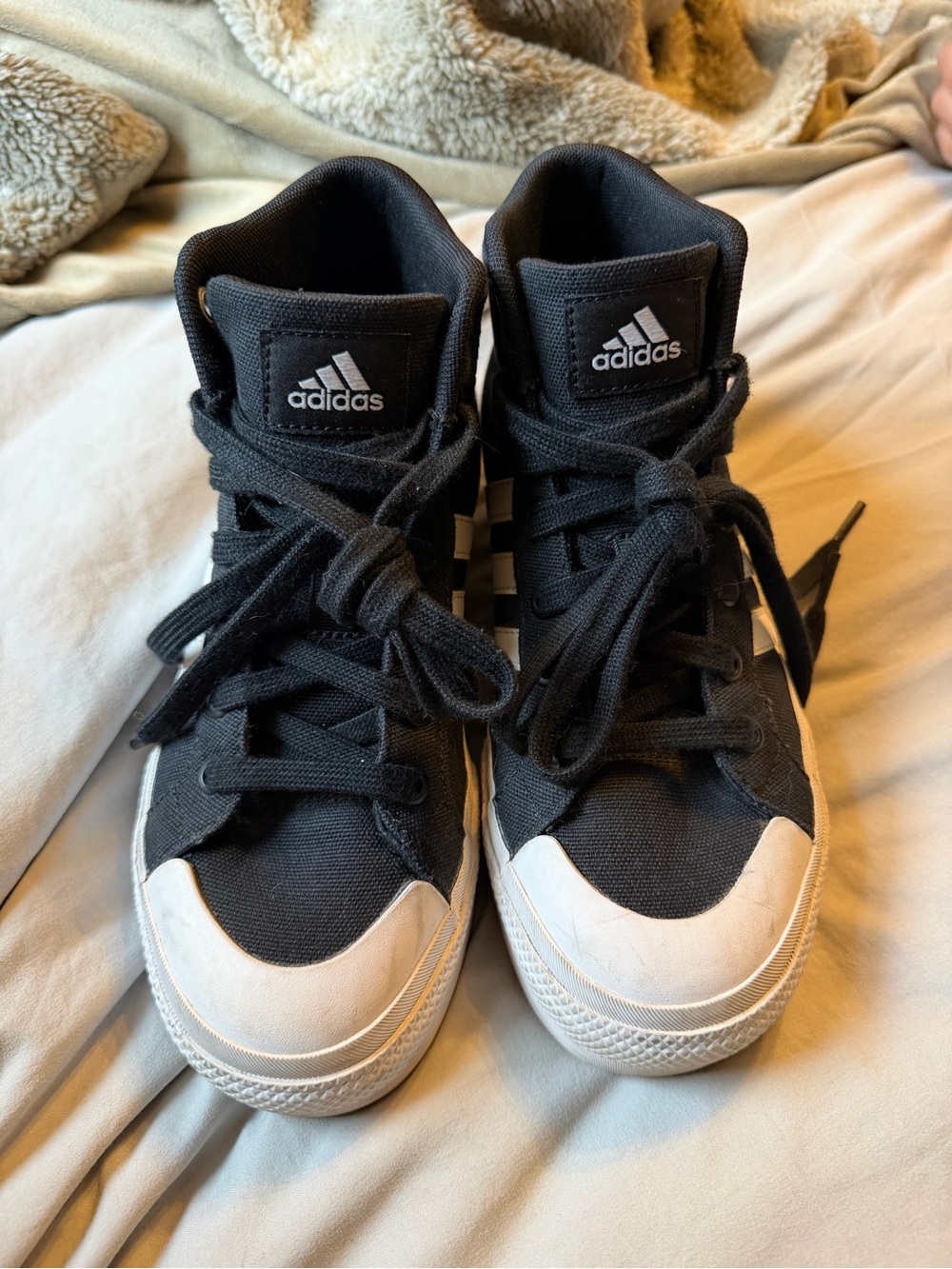 adidas Kids Black and White High-Top Sneakers